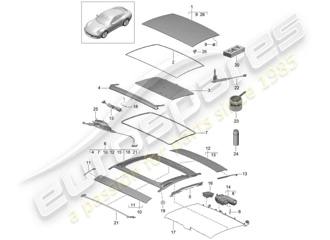 a part diagram from the porsche 991 gen. 2 parts catalogue