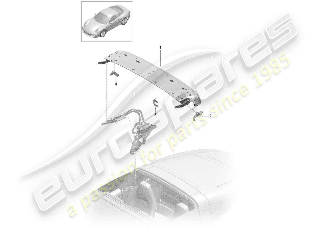 porsche 991 gen. 2 (2018) top frame part diagram