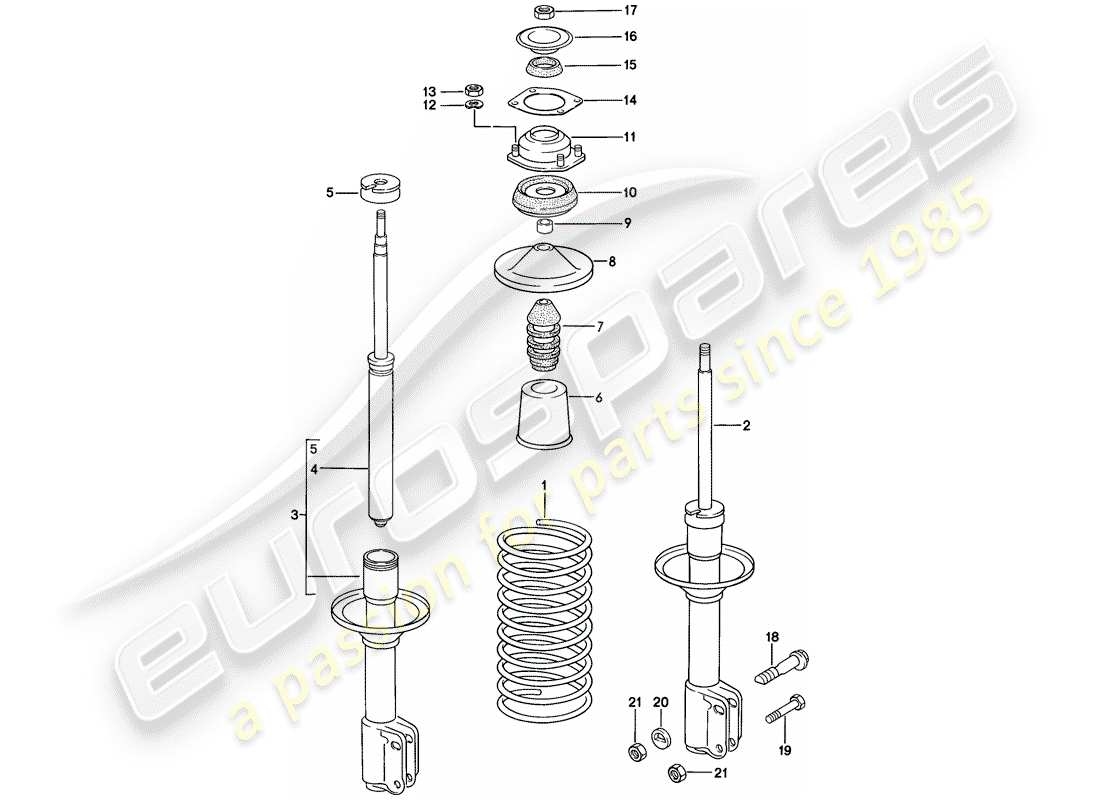 porsche 924s (1987) suspension - shock absorber part diagram