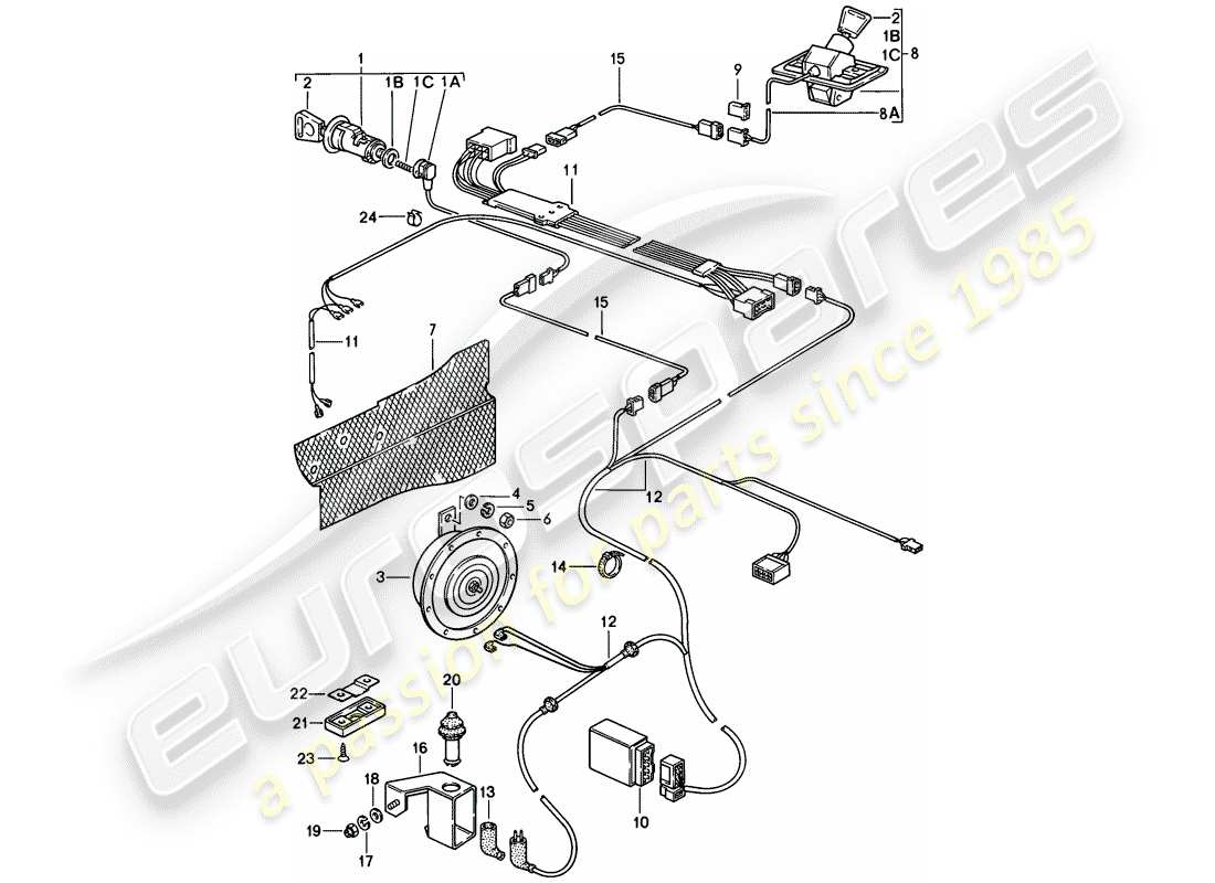 porsche 928 (1981) alarm system parts diagram