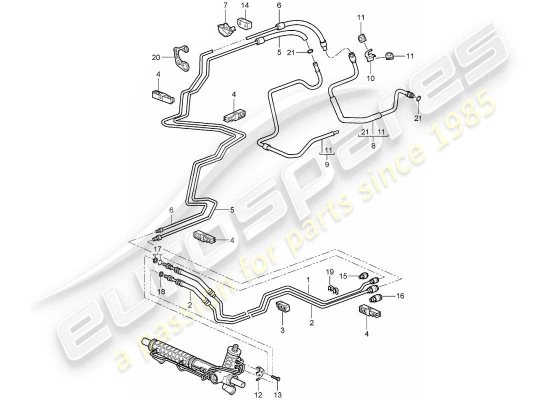 porsche 996 (2003) power steering - hydraulic line - f 99-4s630 357>> - f 99-4s603 929>> - f 99-4s642 726>> parts diagram