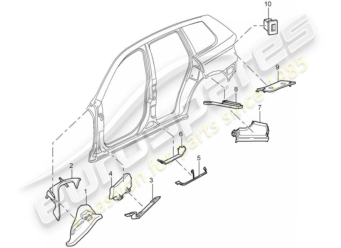 porsche cayenne (2008) sound absorber part diagram