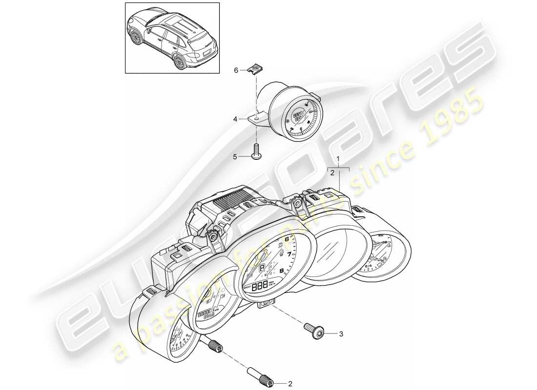 porsche cayenne e2 (2018) instrument cluster part diagram