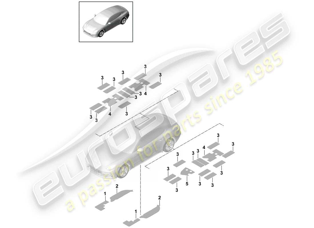 porsche panamera 971 (2020) sound absorber parts diagram