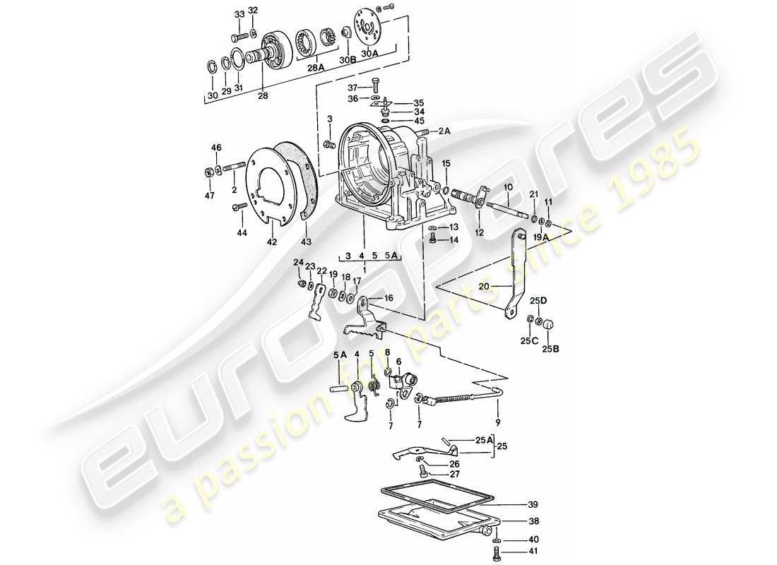 porsche 924s (1987) transmission case - automatic transmission parts diagram