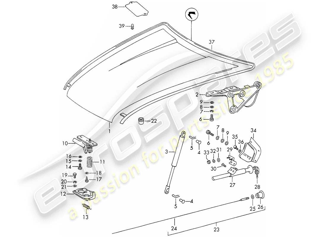 porsche 911 (1972) cover part diagram