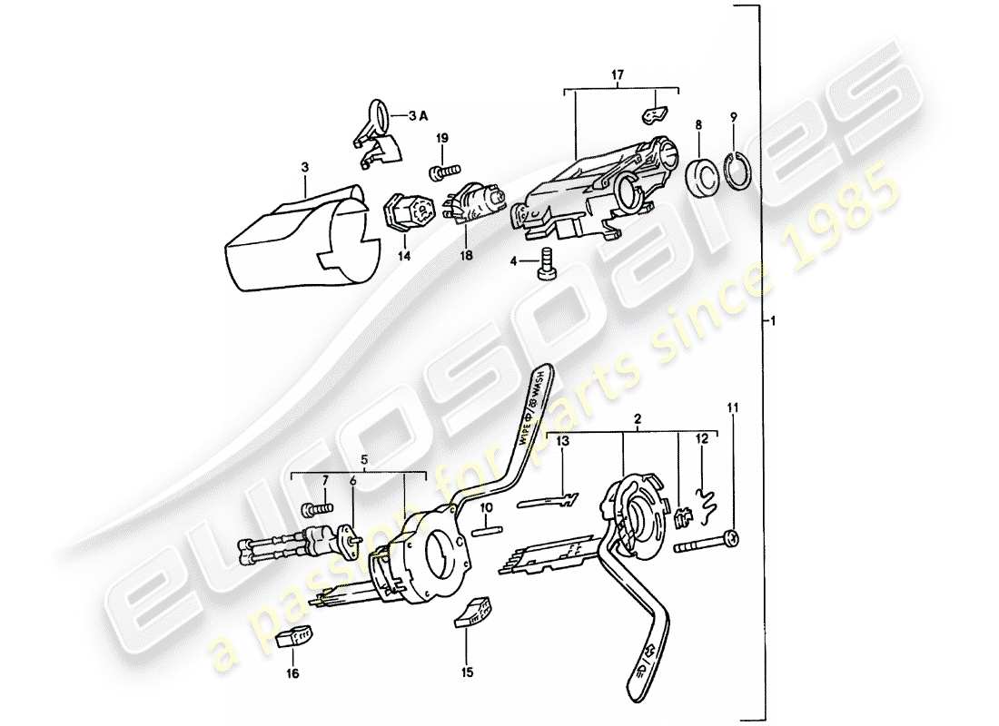 porsche 924 (1982) steering column switch - steering lock - d >> - mj 1980 parts diagram