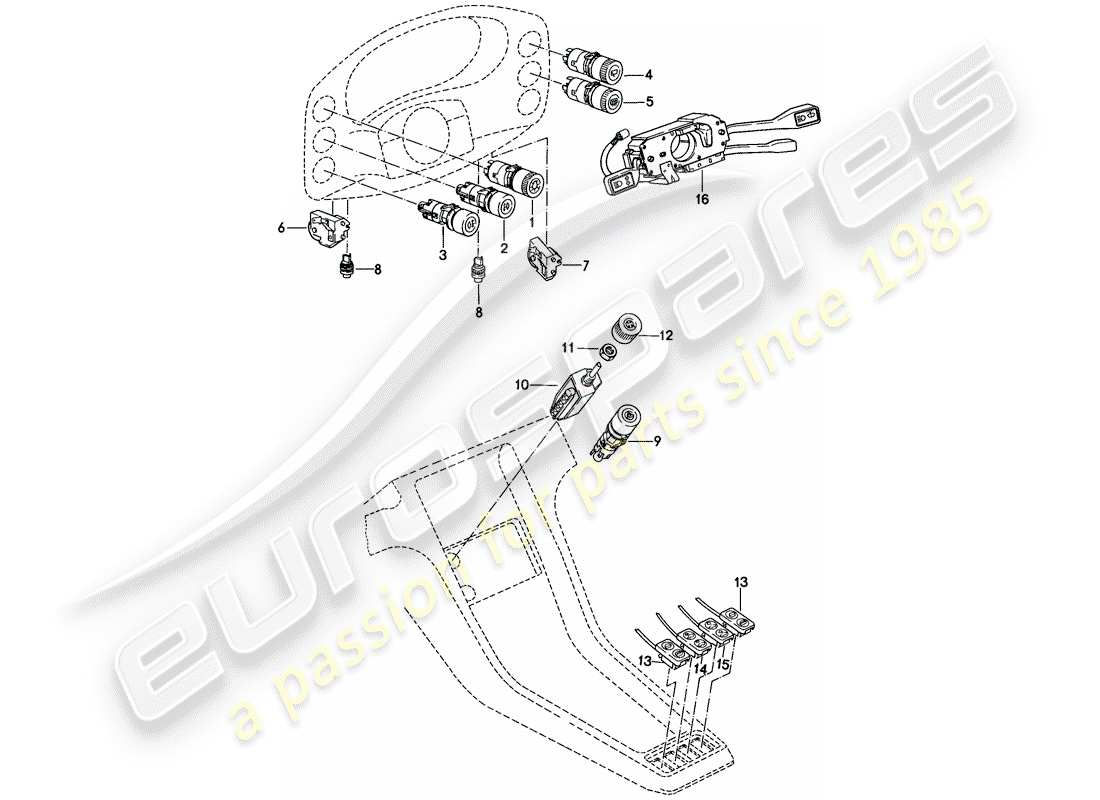 porsche 928 (1981) switch - manually parts diagram