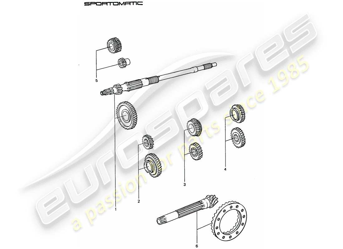 porsche 911 (1976) gear wheel sets part diagram