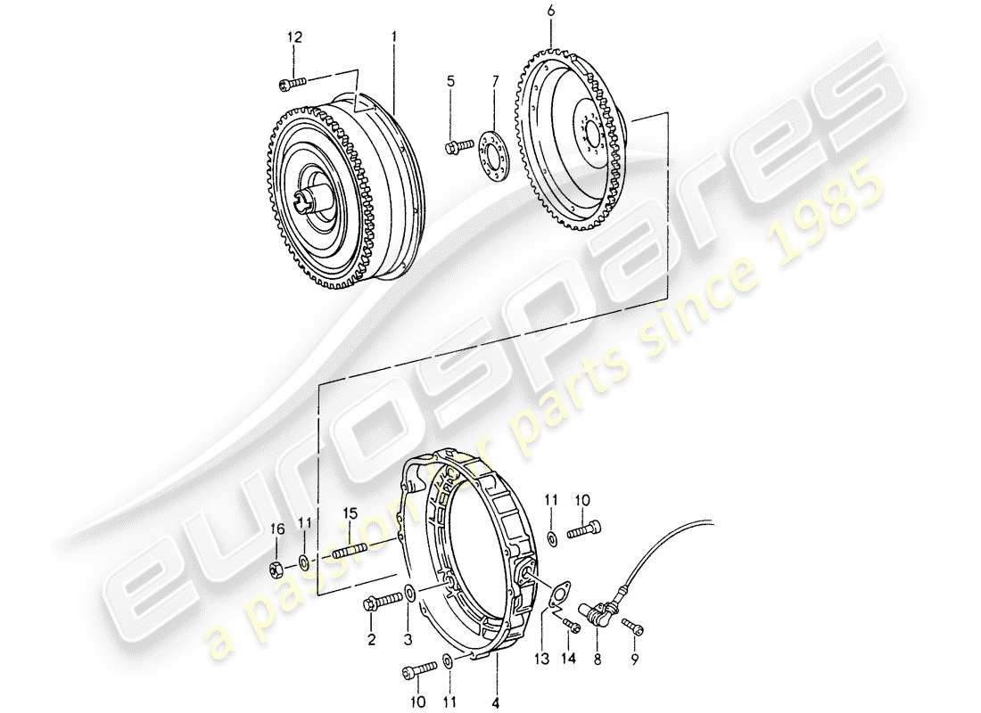 porsche 993 (1995) tiptronic - torque converter part diagram