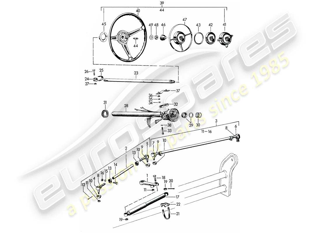 porsche 356b/356c (1965) steering parts parts diagram