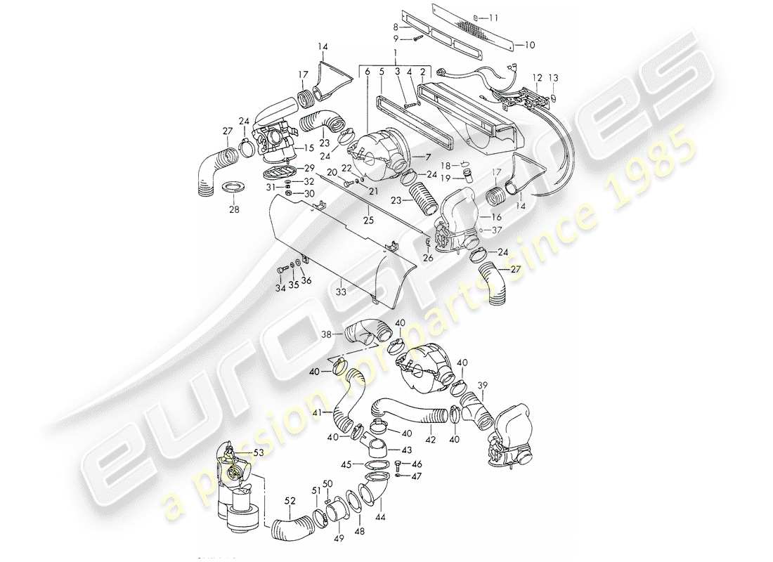 porsche 911 (1971) ventilation - and - heater part diagram