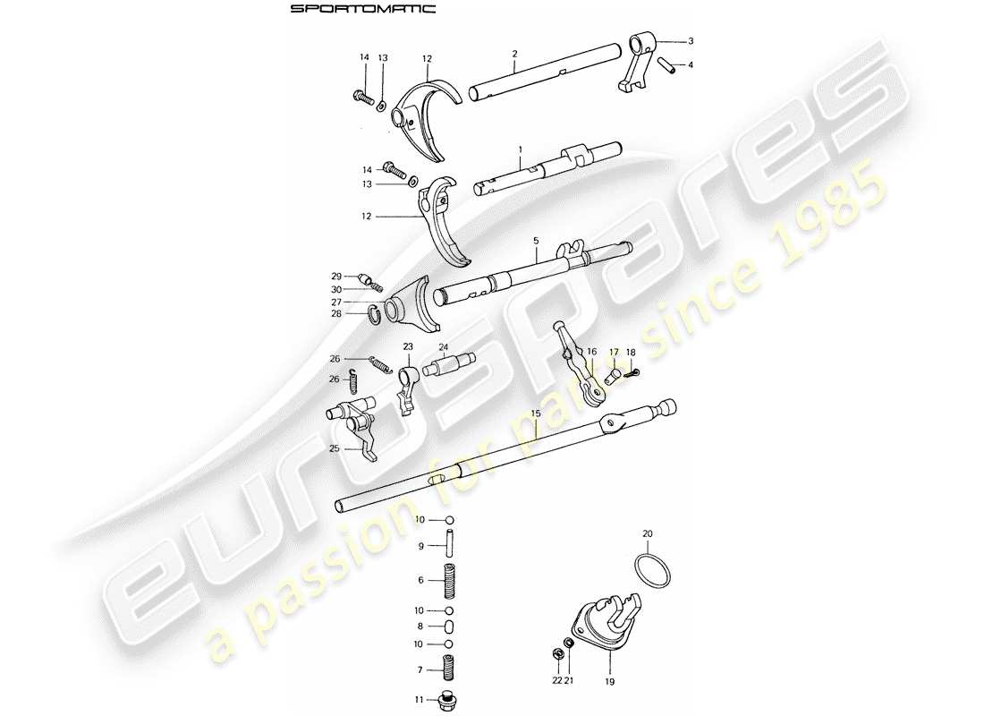 porsche 911 (1977) shift rods - shift forks part diagram