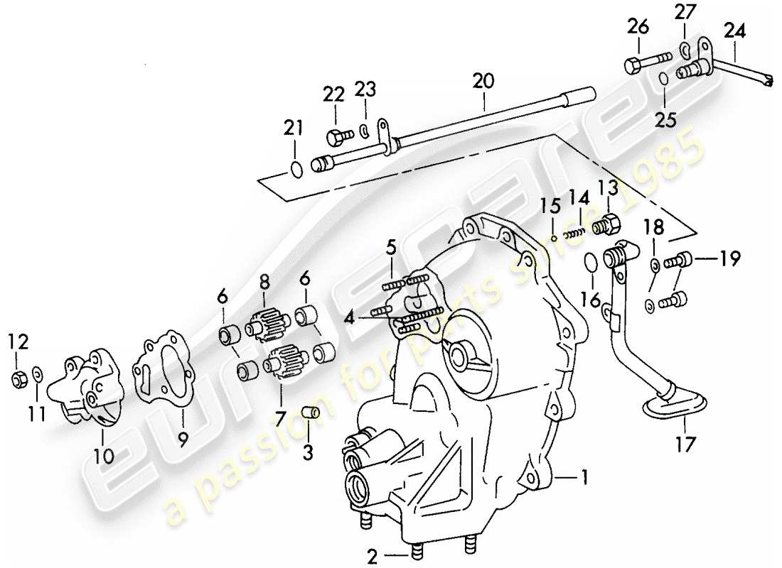 porsche 911 (1972) transmission - oil pump - g >> 783 0870 - d - mj 1972>> part diagram