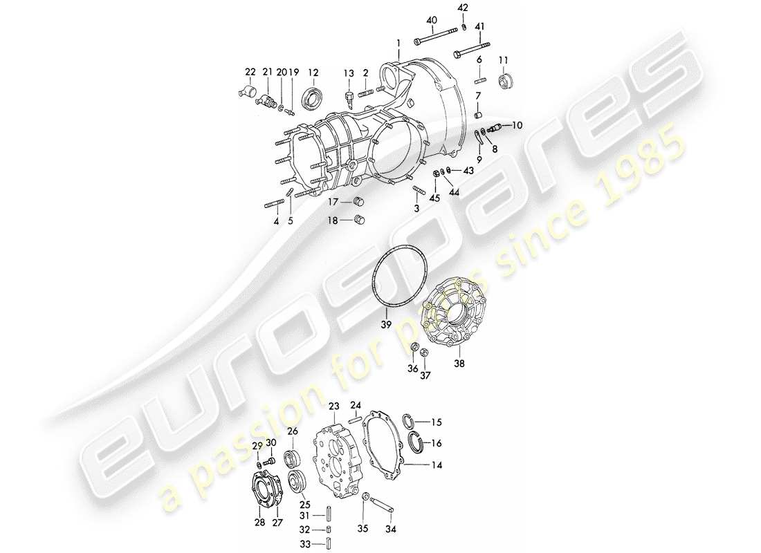 porsche 911 (1971) replacement transmission - transmission case - die casting - d >> - mj 1971 part diagram