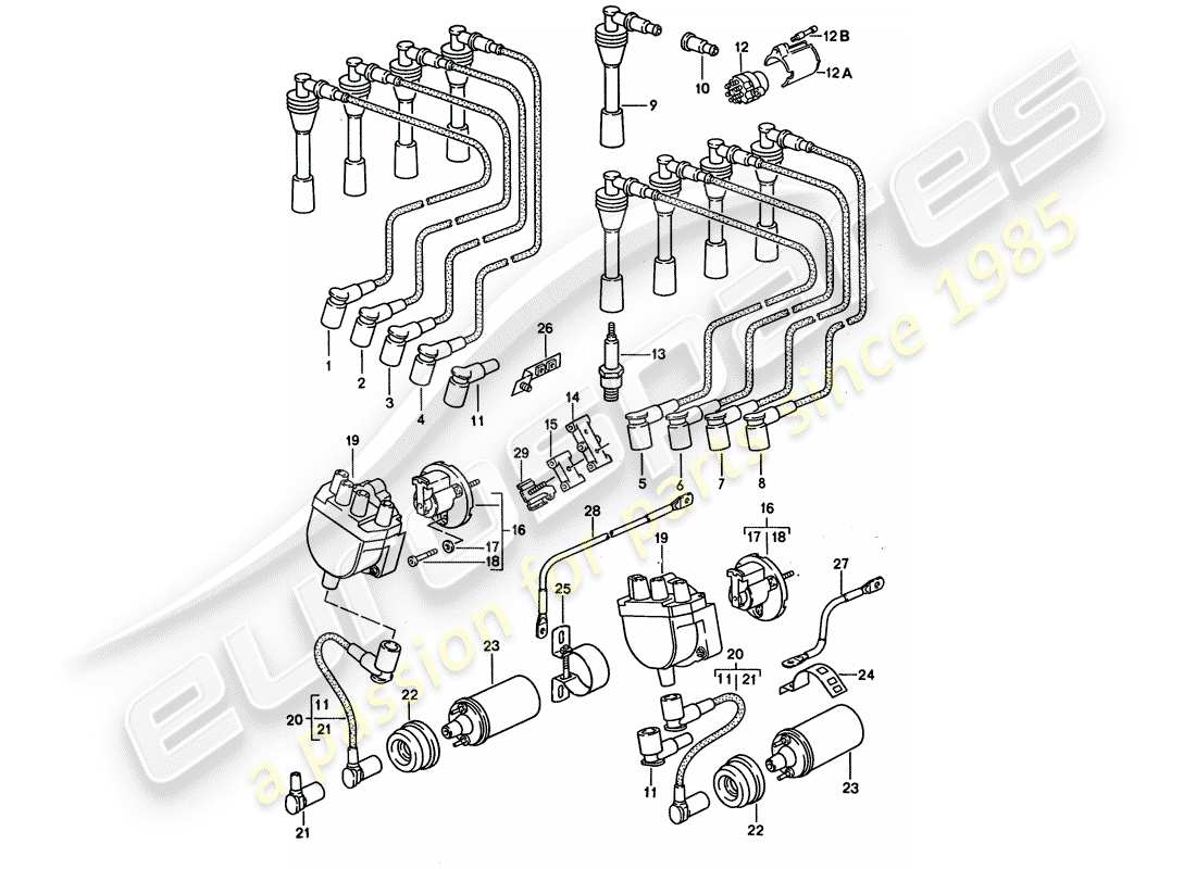 porsche 928 (1993) engine electrics part diagram