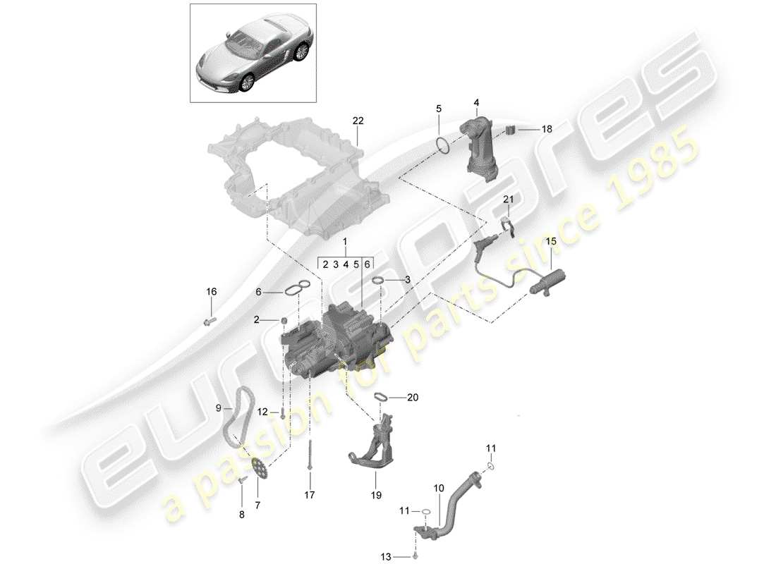 porsche 718 boxster (2020) engine (oil press./lubrica.) part diagram