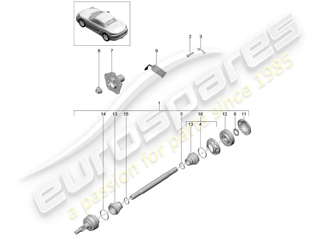 porsche 718 boxster (2019) drive shaft part diagram