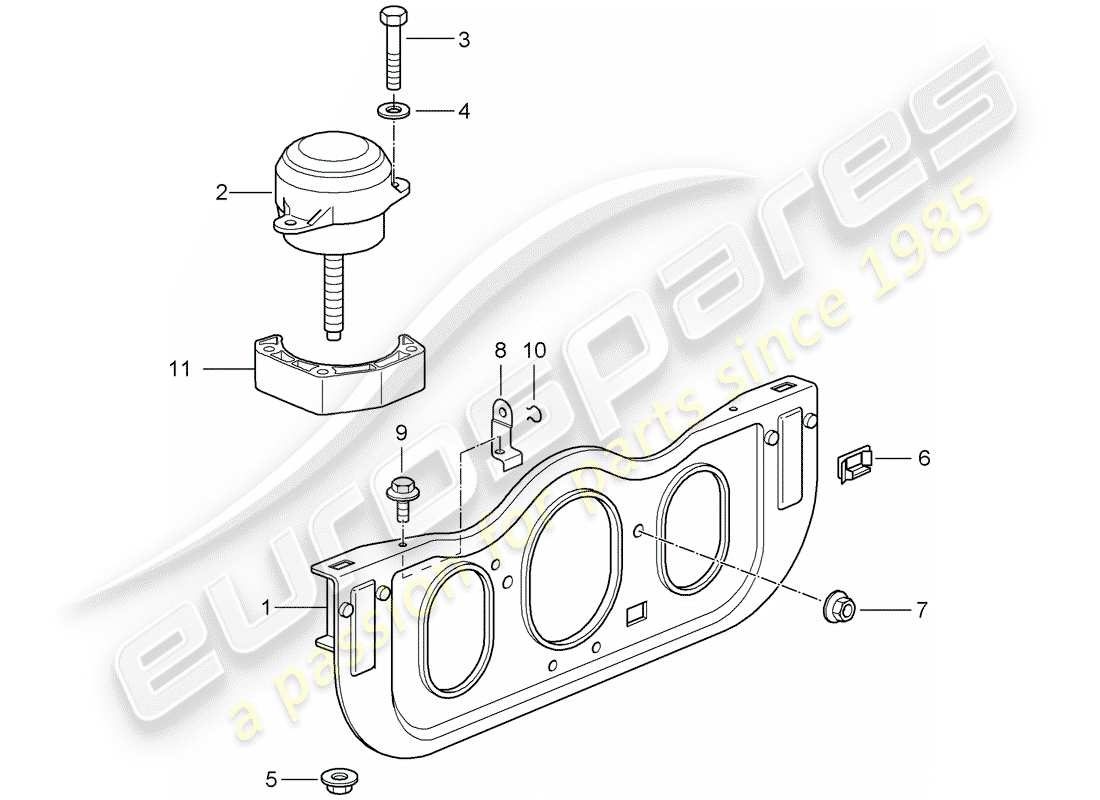 porsche 996 gt3 (2004) engine suspension part diagram