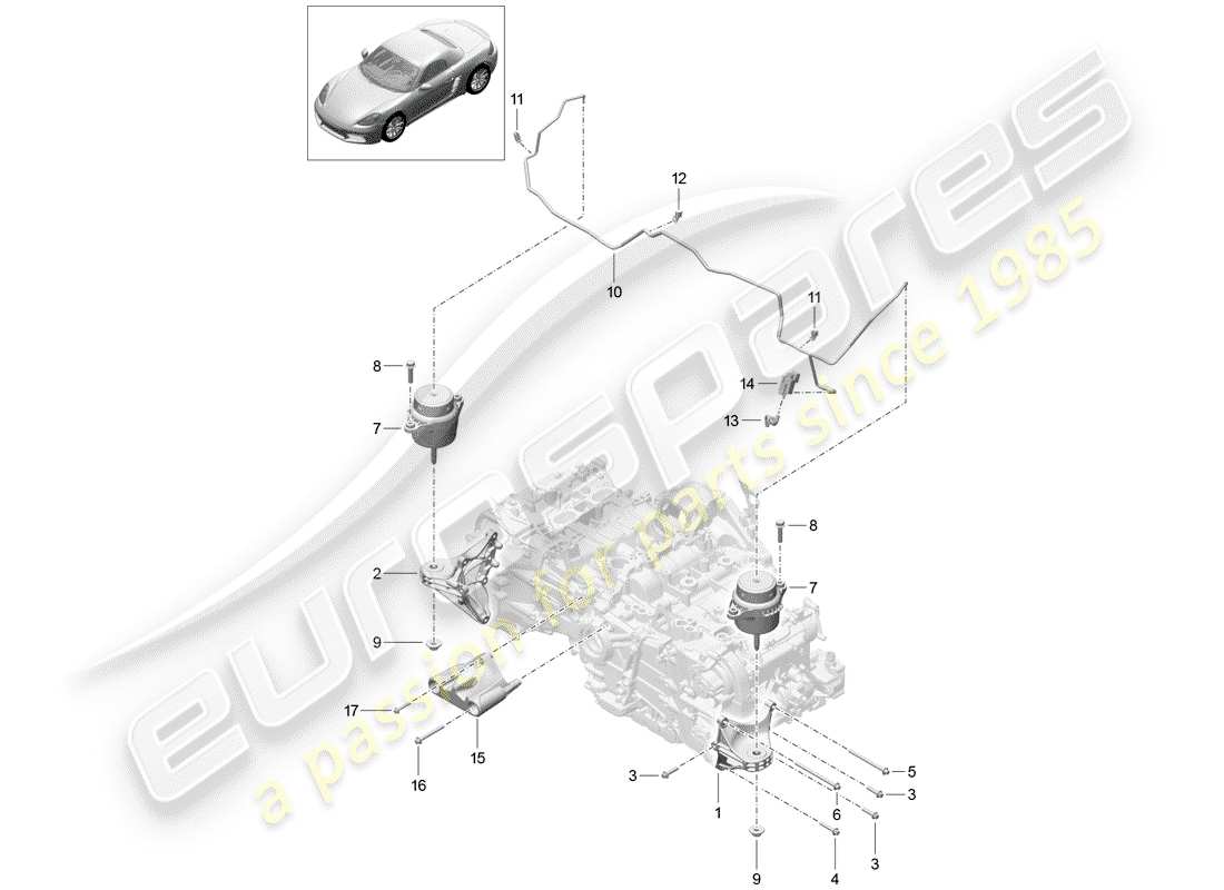 porsche 718 boxster (2020) engine lifting tackle part diagram