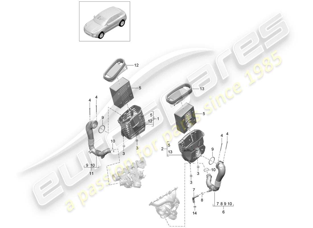 porsche macan (2017) air cleaner with connecting part diagram