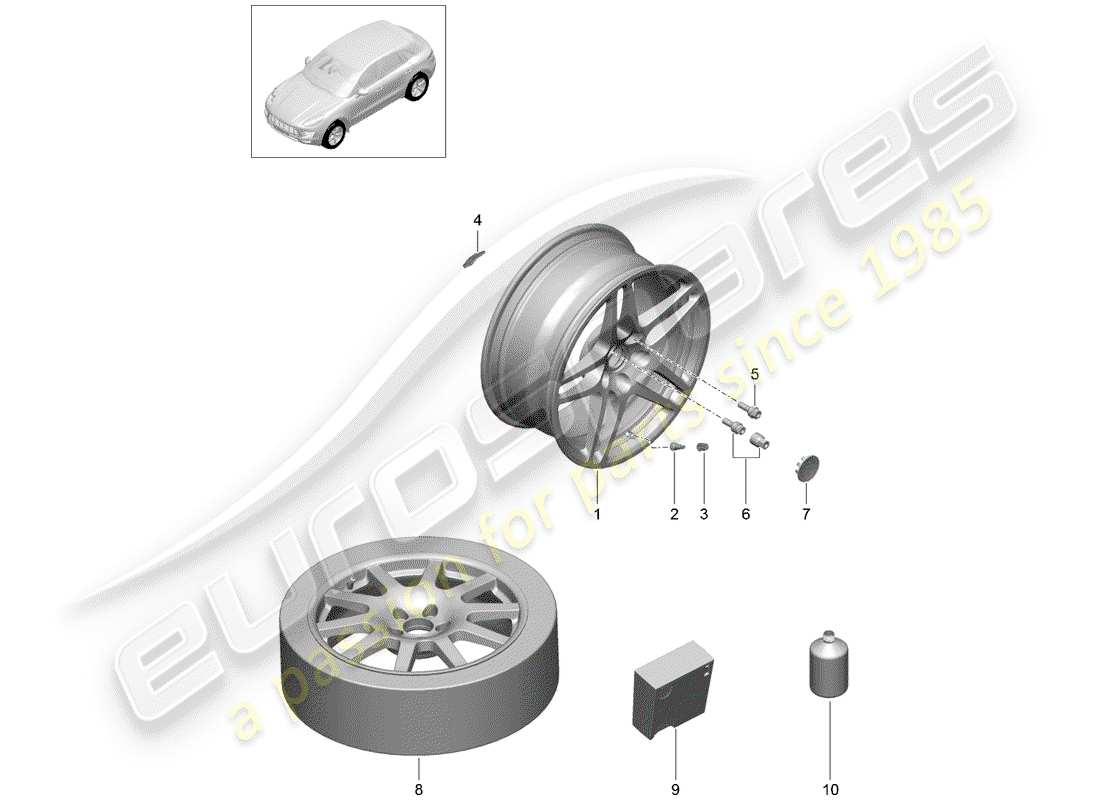porsche macan (2017) wheels/tyres part diagram