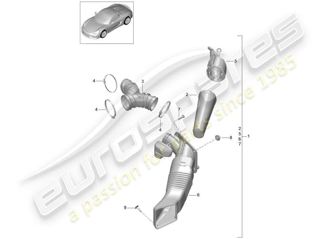 porsche 2016 air cleaner part diagram