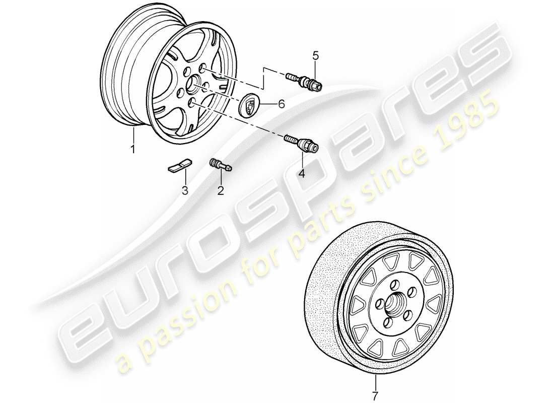 porsche cayman 987 (2007) wheels parts diagram
