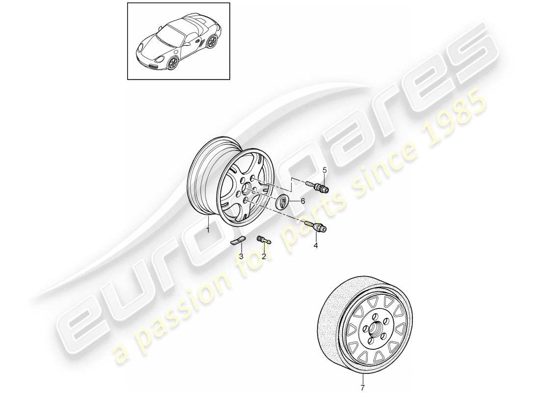 porsche boxster 987 (2012) wheels part diagram