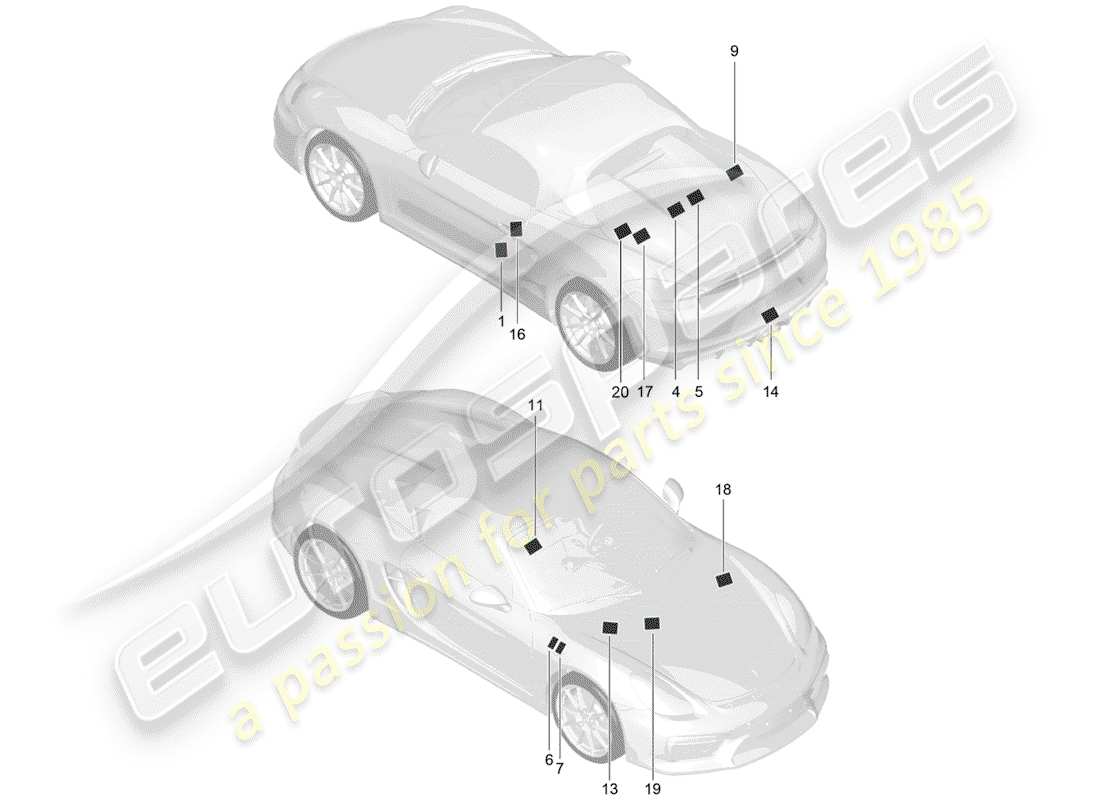 porsche 2016 signs/notices parts diagram