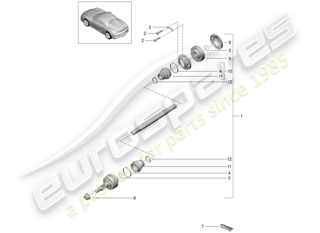 porsche 2016 drive shaft part diagram