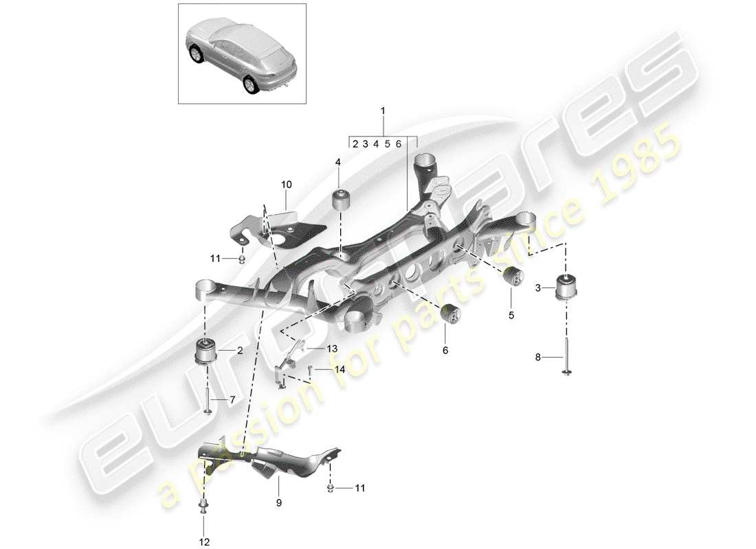 porsche macan (2017) rear axle part diagram