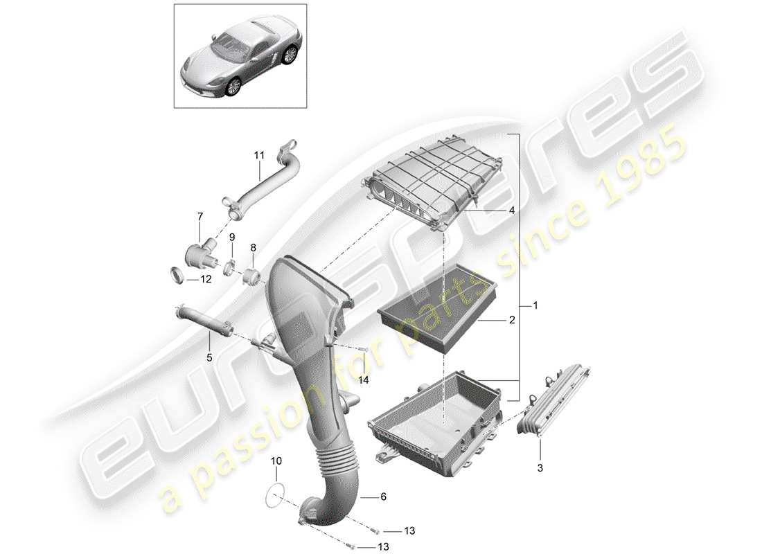 porsche 718 boxster (2020) air cleaner part diagram