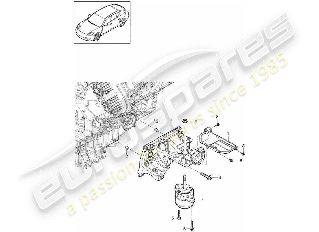 porsche panamera 970 (2016) engine suspension part diagram