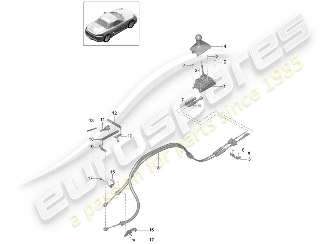 porsche 718 boxster (2020) shift mechanism part diagram