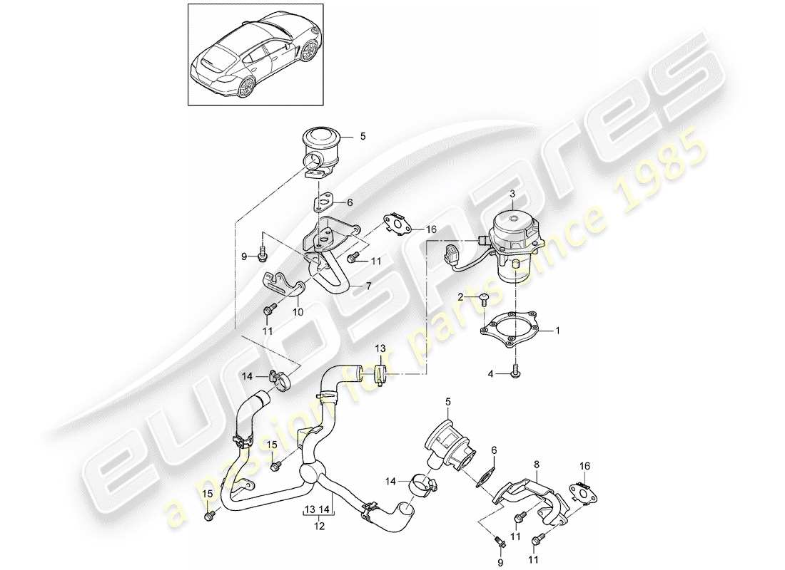 porsche panamera 970 (2016) exhaust emission control sys- part diagram