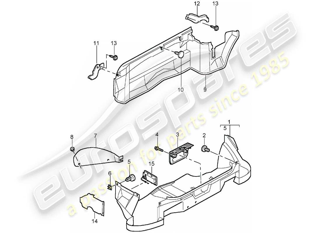 porsche boxster 986 (1997) luggage compartment part diagram