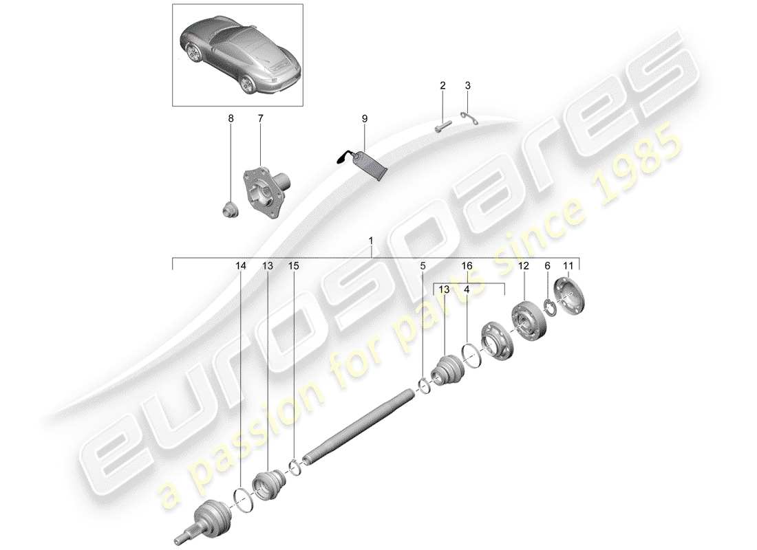 porsche 991 (2013) drive shaft parts diagram