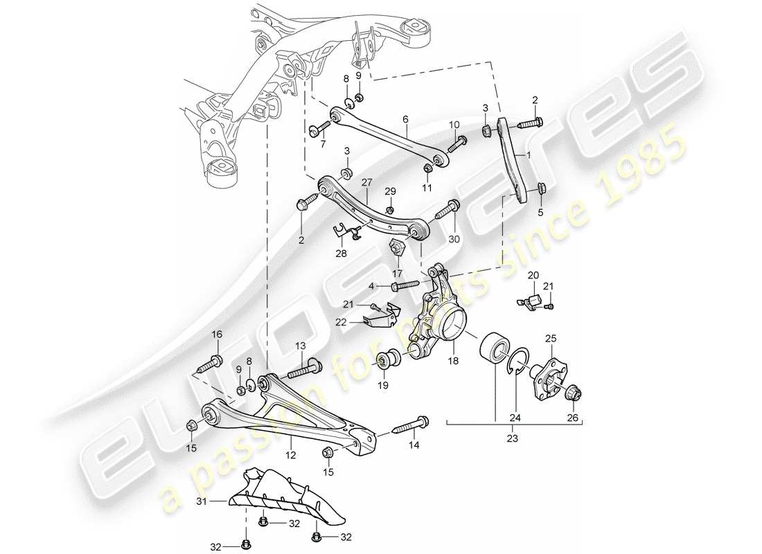 porsche cayenne (2006) rear axle part diagram