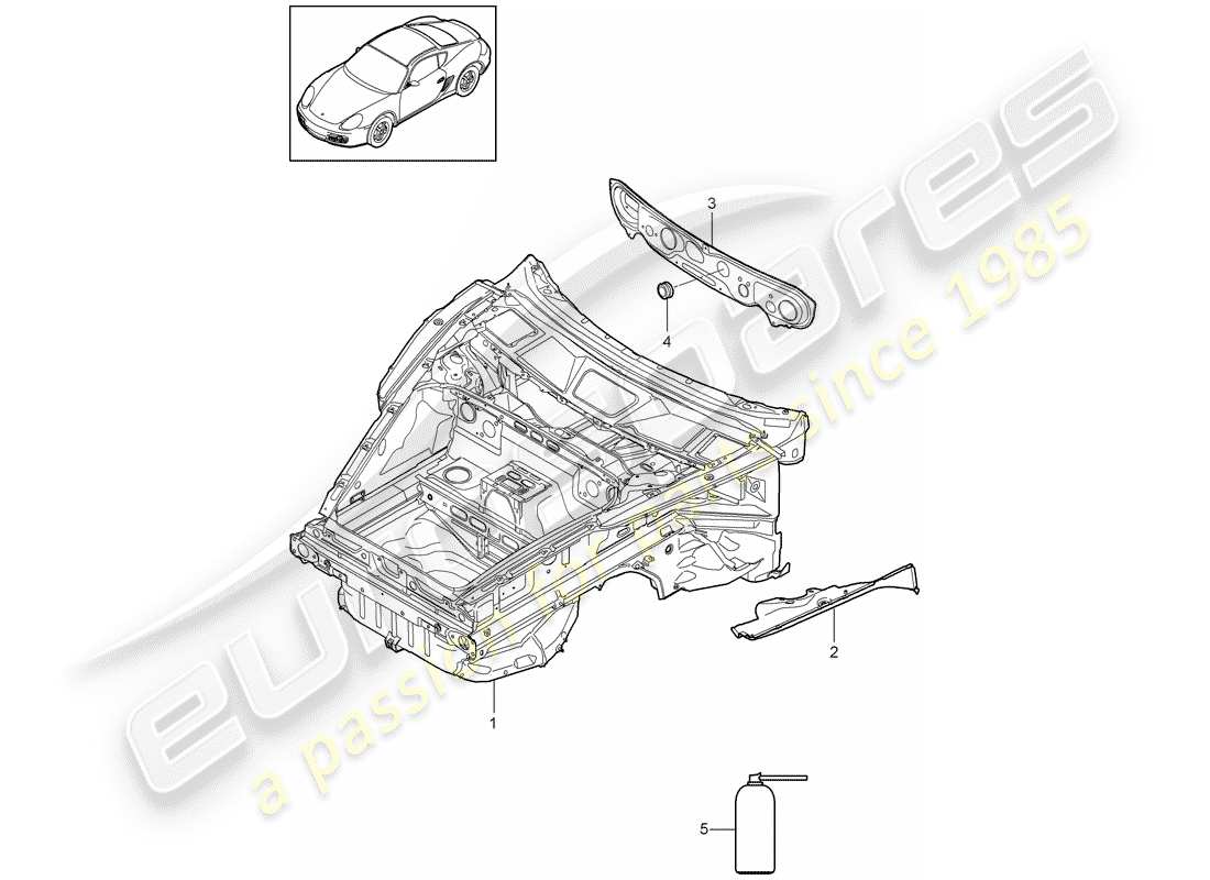 porsche cayman 987 (2010) front end parts diagram