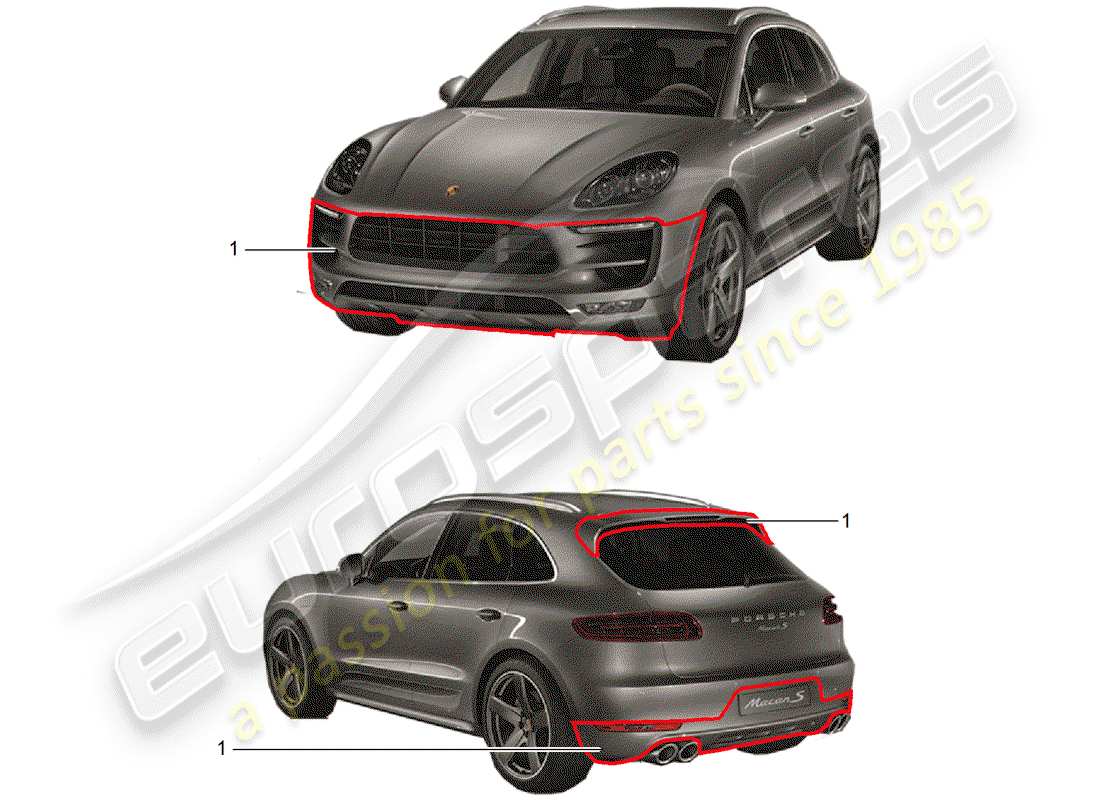 porsche tequipment macan (2015) sport design package part diagram