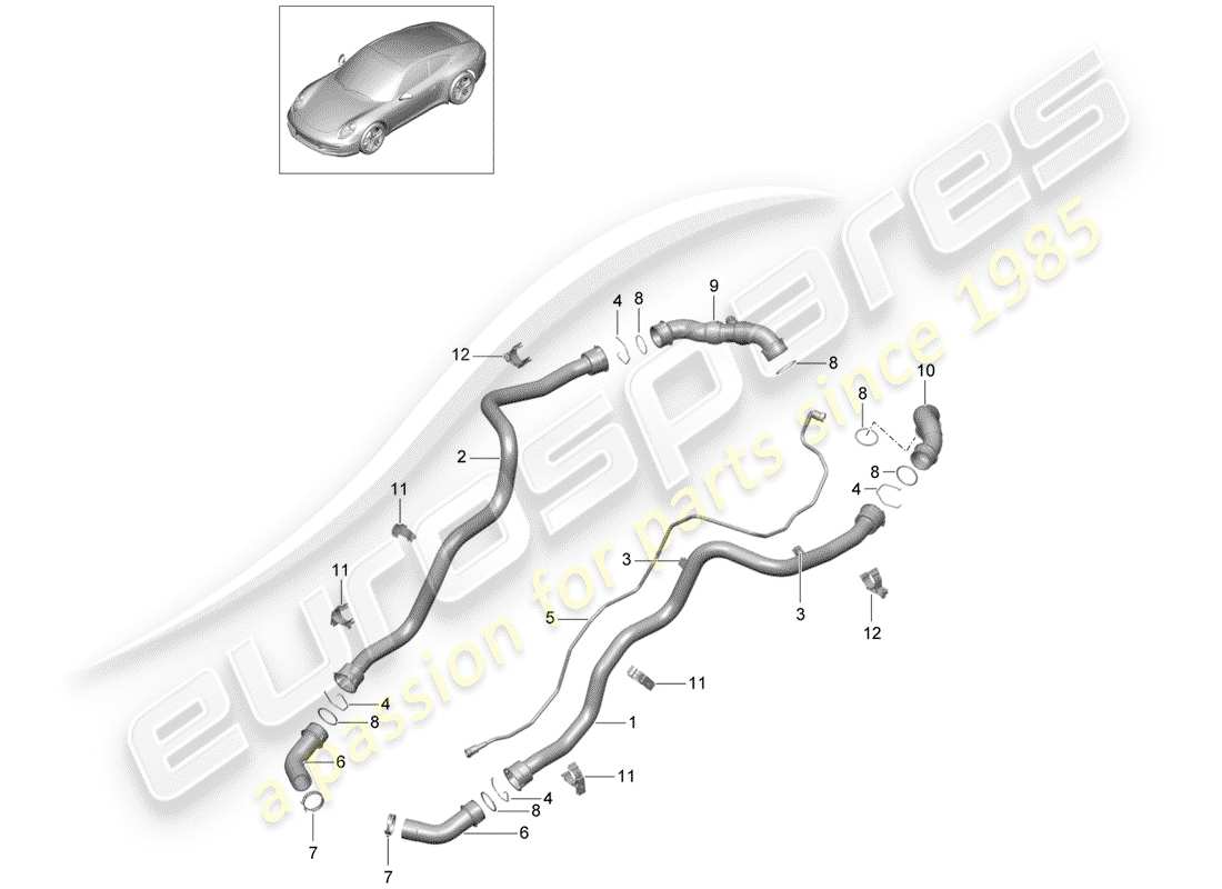 porsche 991 (2013) water cooling 1 part diagram