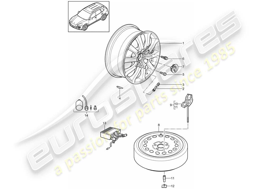 porsche cayenne e2 (2016) wheels part diagram