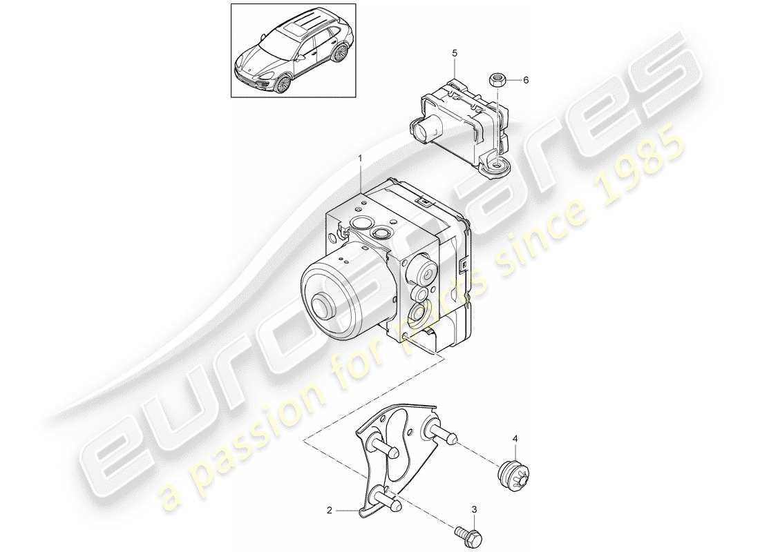 porsche cayenne e2 (2012) hydraulic unit part diagram