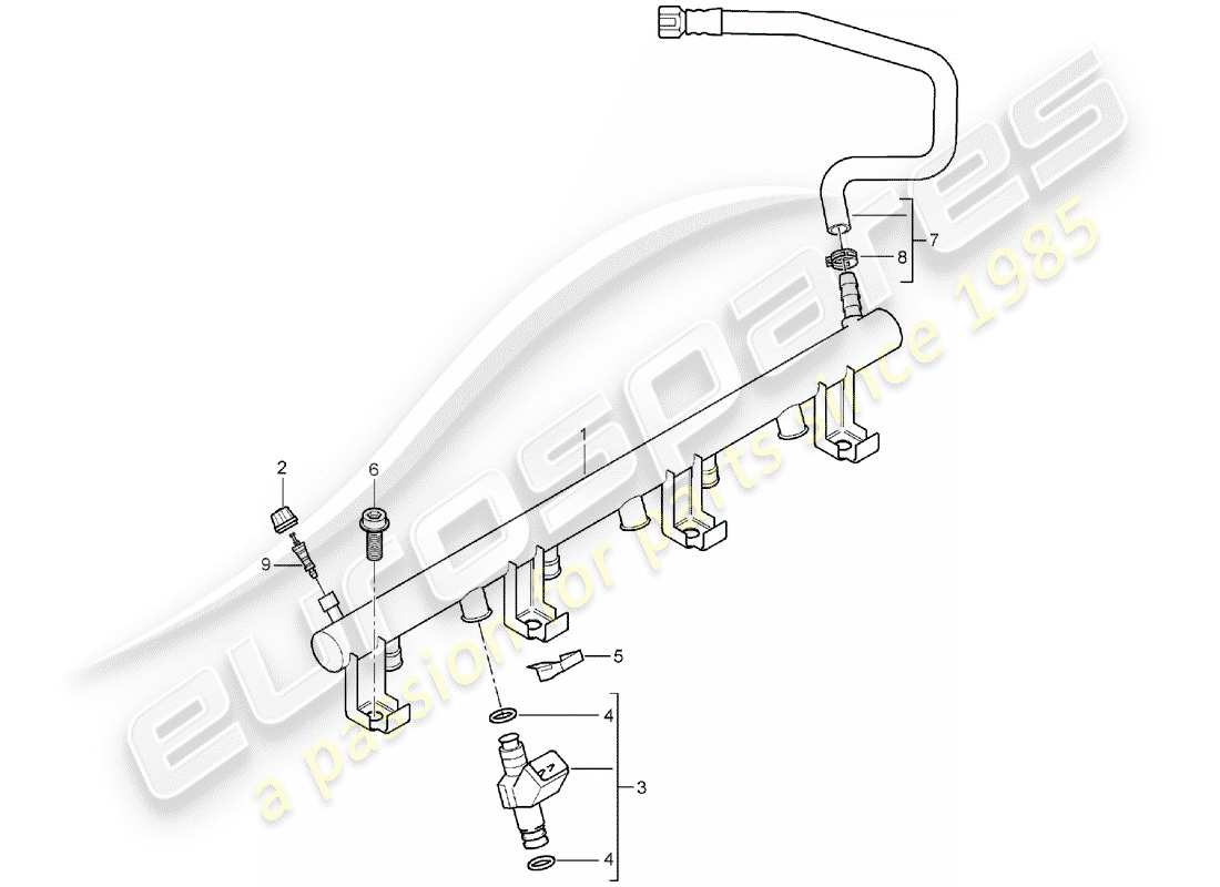 porsche cayenne (2006) fuel collection pipe part diagram