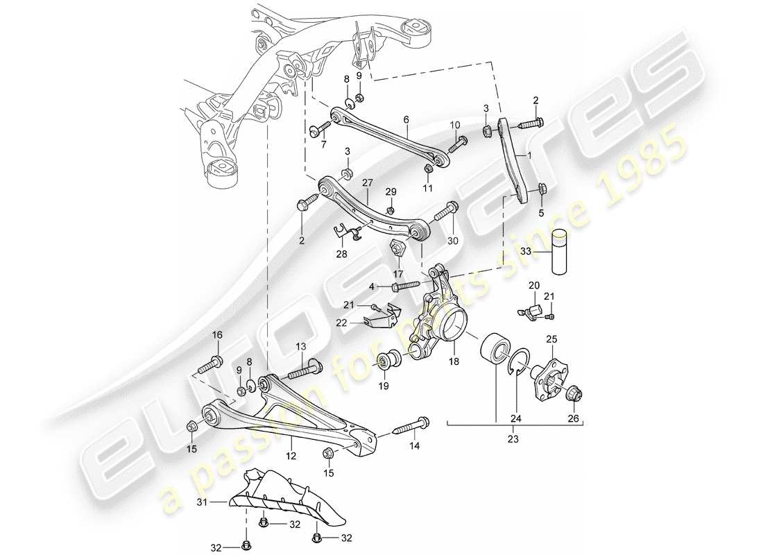 porsche cayenne (2008) rear axle part diagram