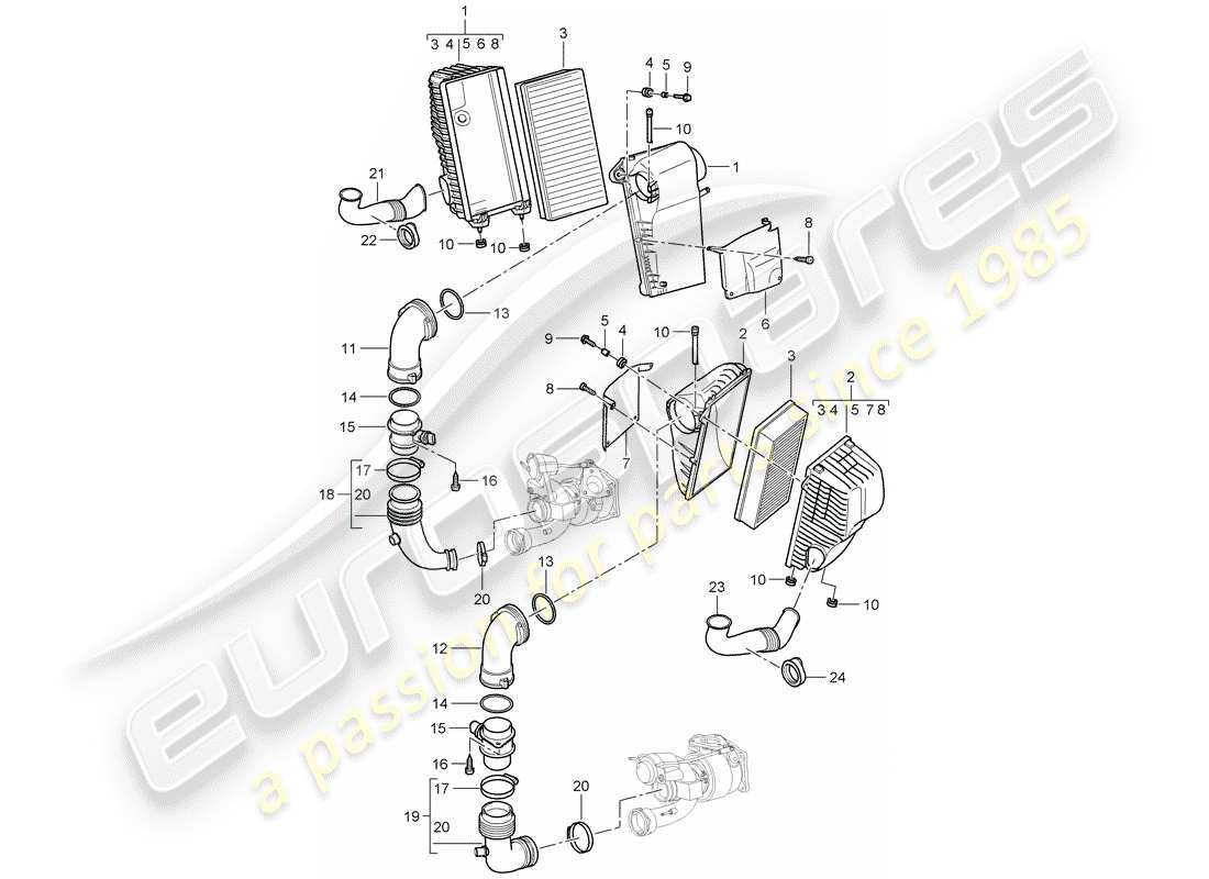 porsche cayenne (2008) air cleaner system part diagram