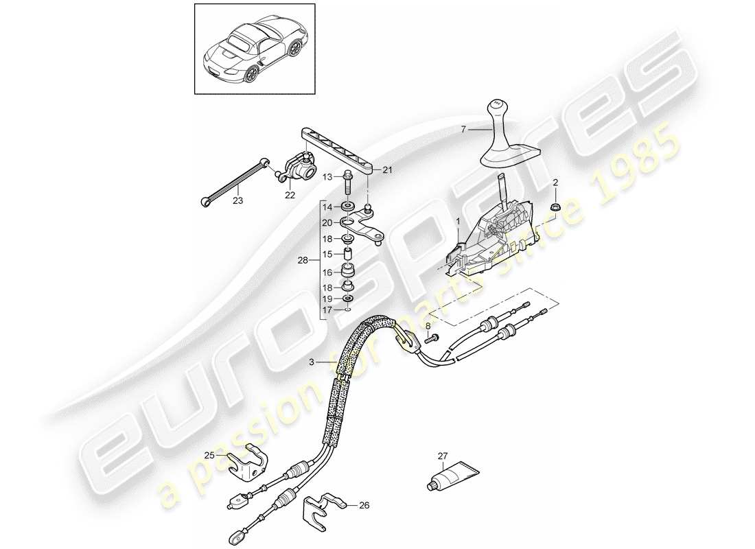 porsche boxster 987 (2009) transmission control parts diagram