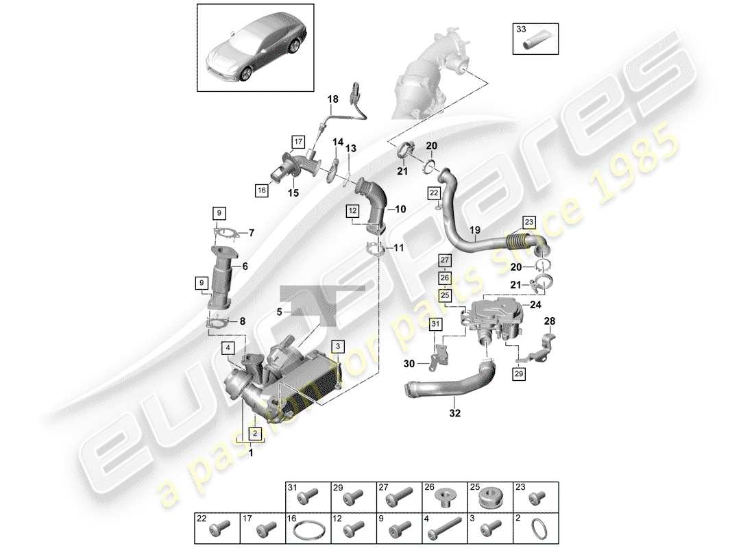 porsche panamera 971 (2019) exhaust recirculation part diagram