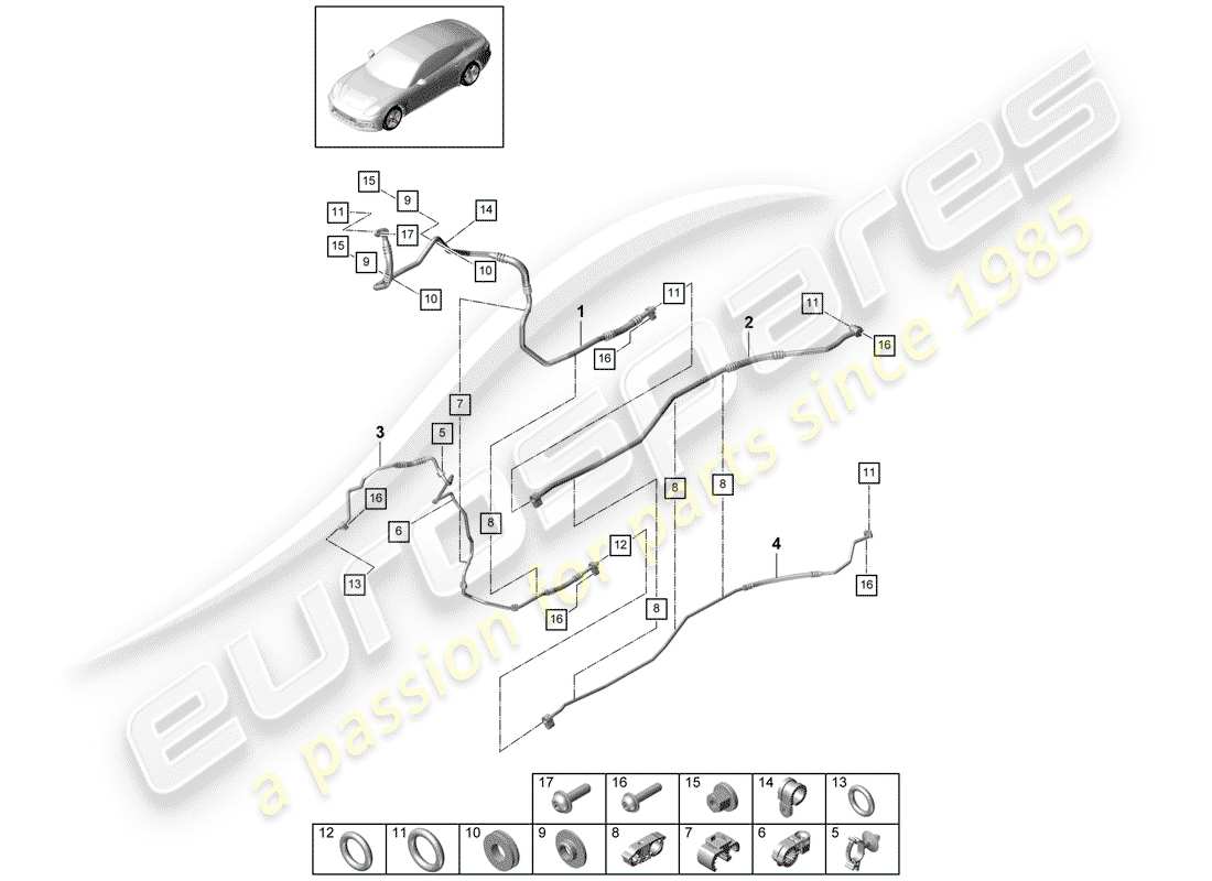 porsche panamera 971 (2019) refrigerant circuit part diagram